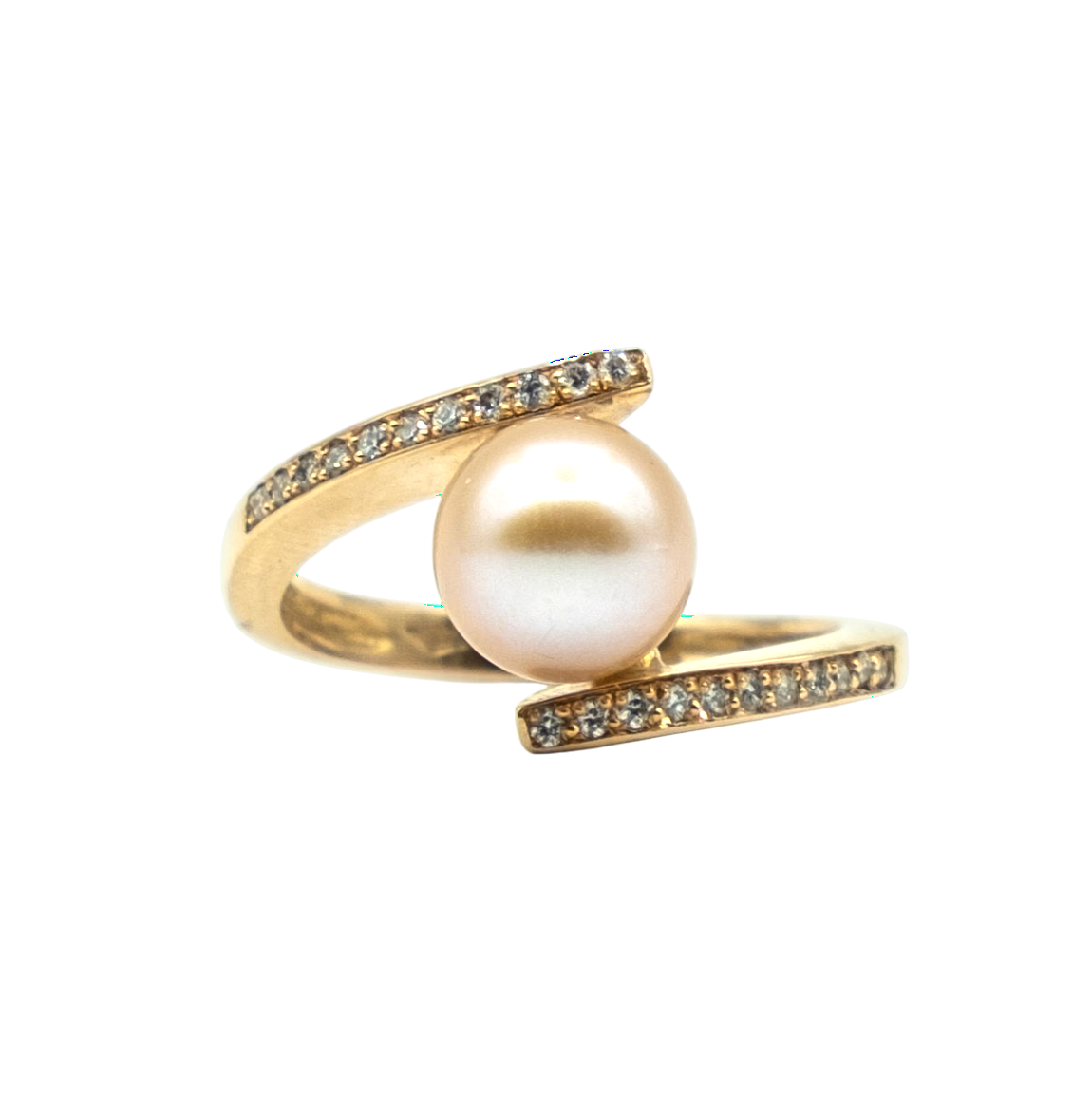 BAGUE OR ROSE PERLE EAU DOUCE