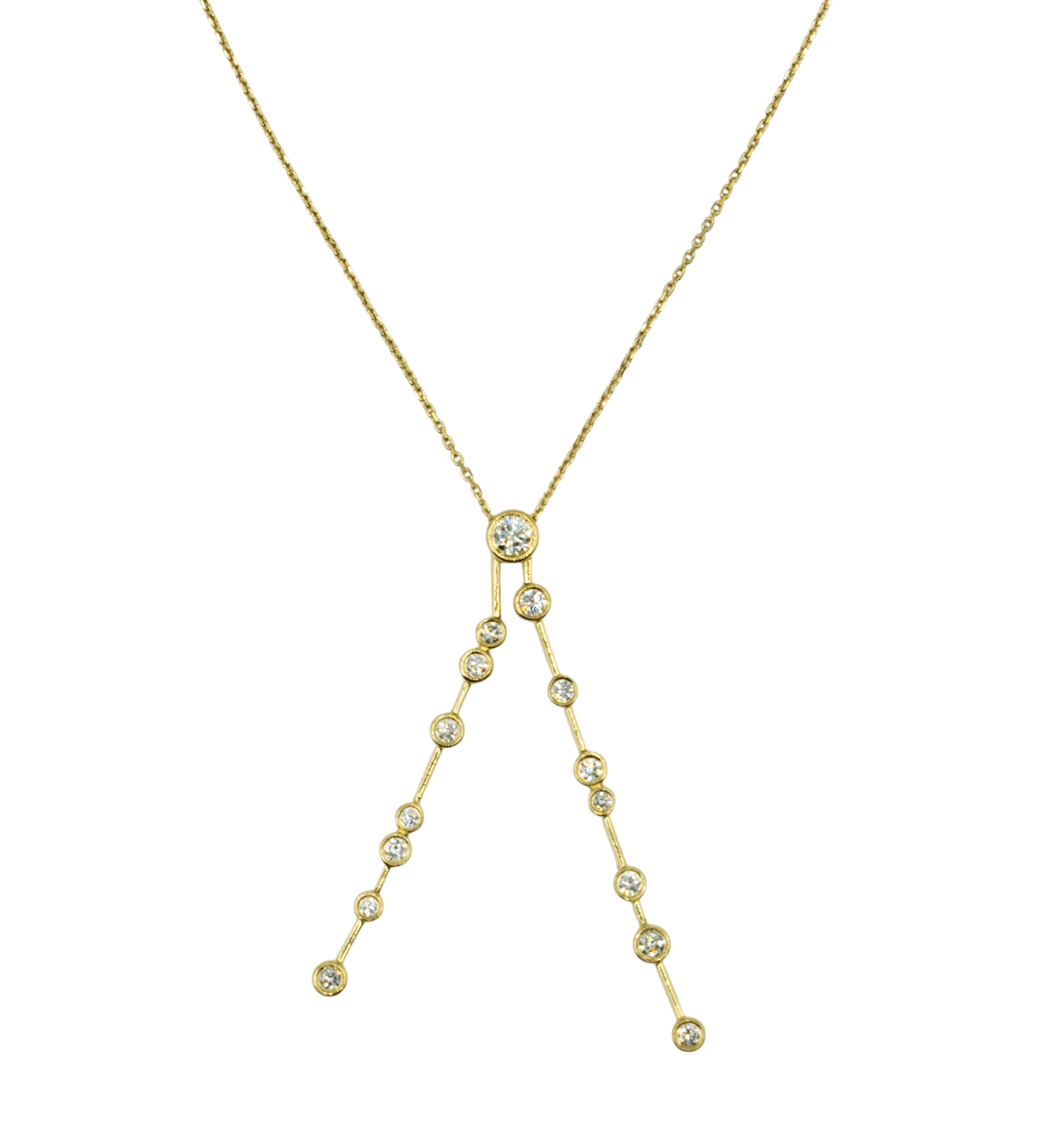 COLLIER CASCADE OR JAUNE PENDENTIF DIAMANTS