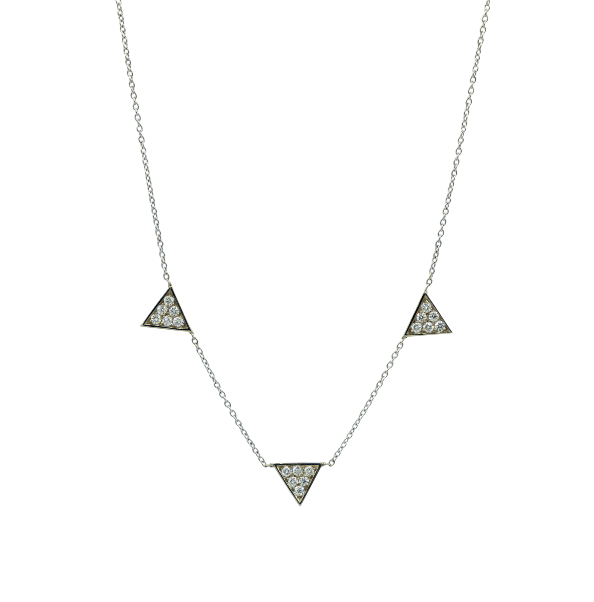 COLLIER OR BLANC MOTIF TRIANGLE DIAMANTS