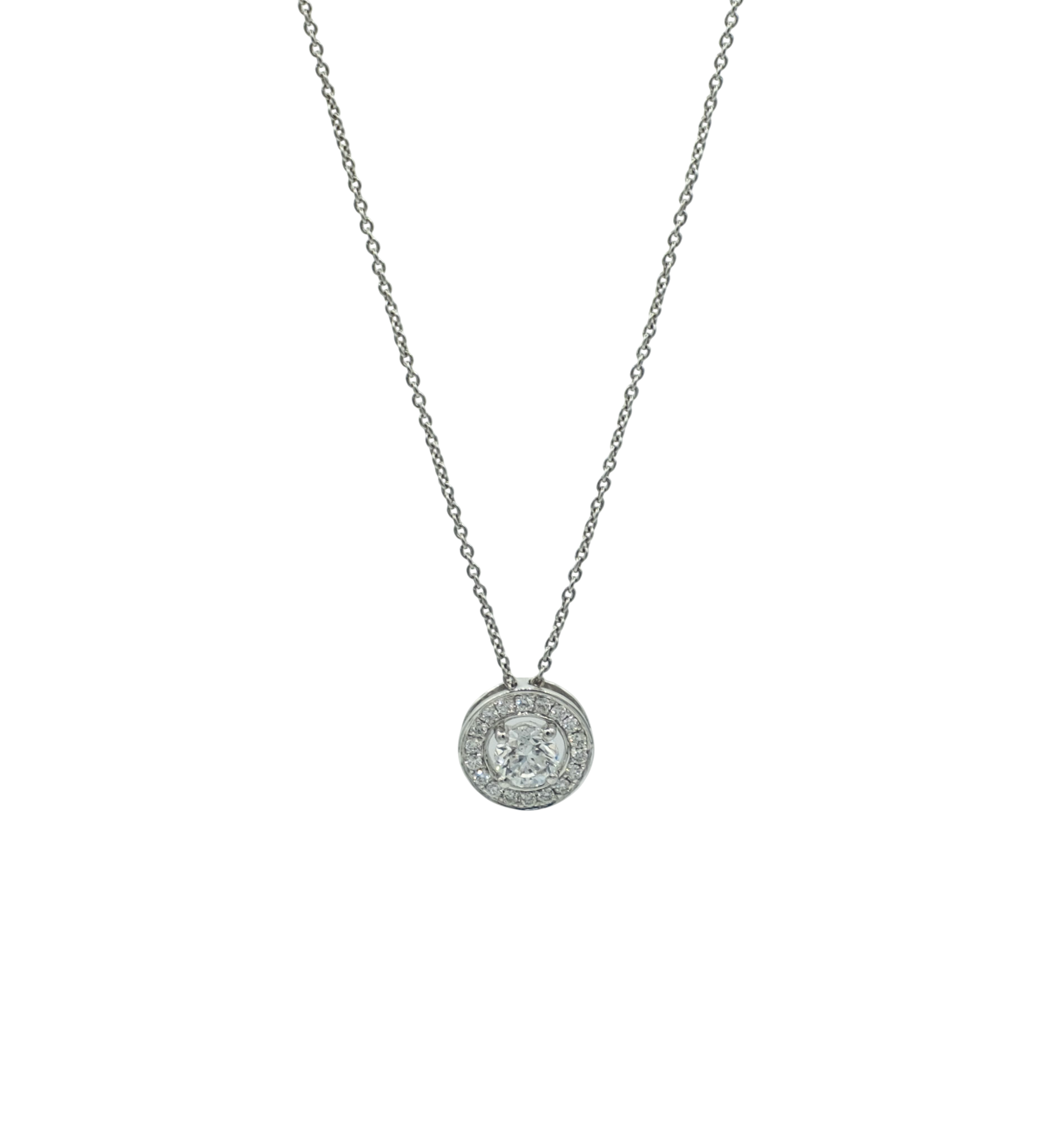 CHAINE EN OR GRIS ET SON PENDENTIF DIAMANTS