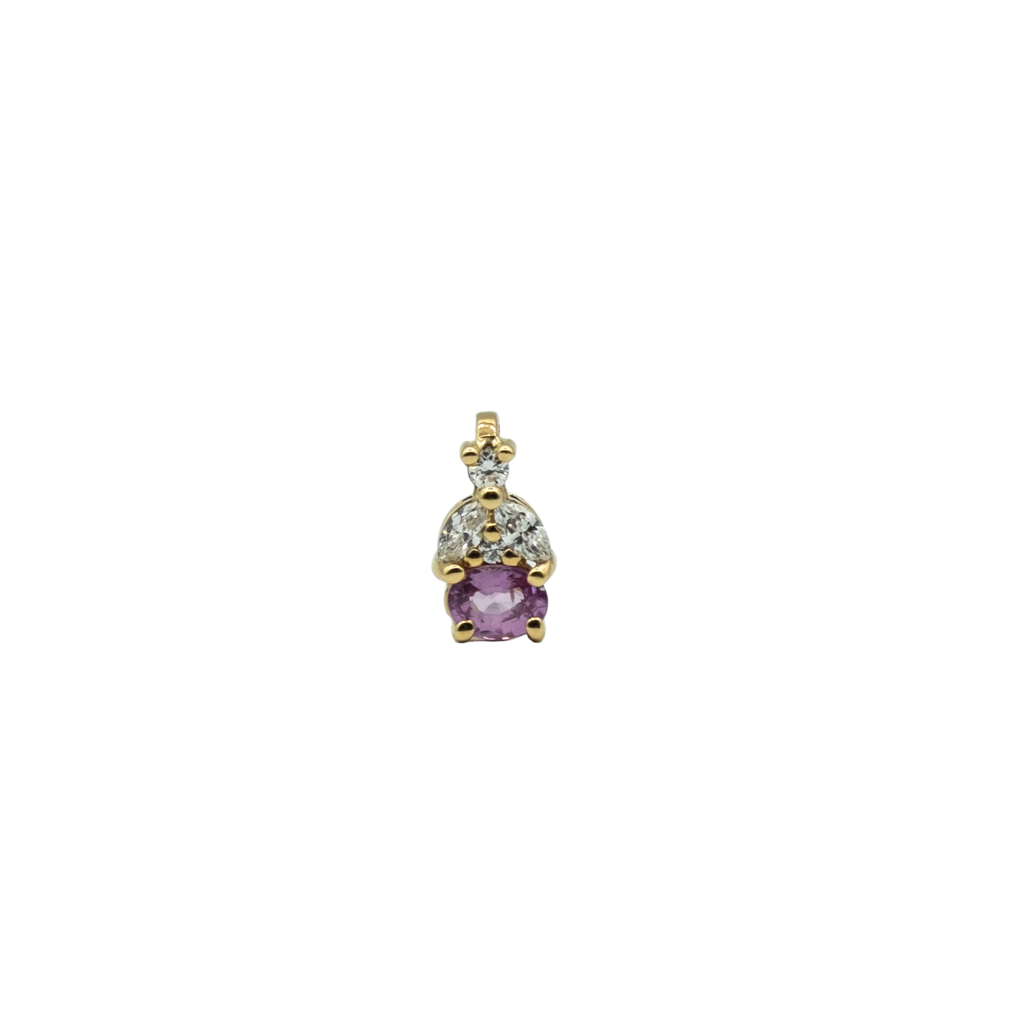 PENDENTIF OR JAUNE SAPHIR ROSE ET DIAMANTS
