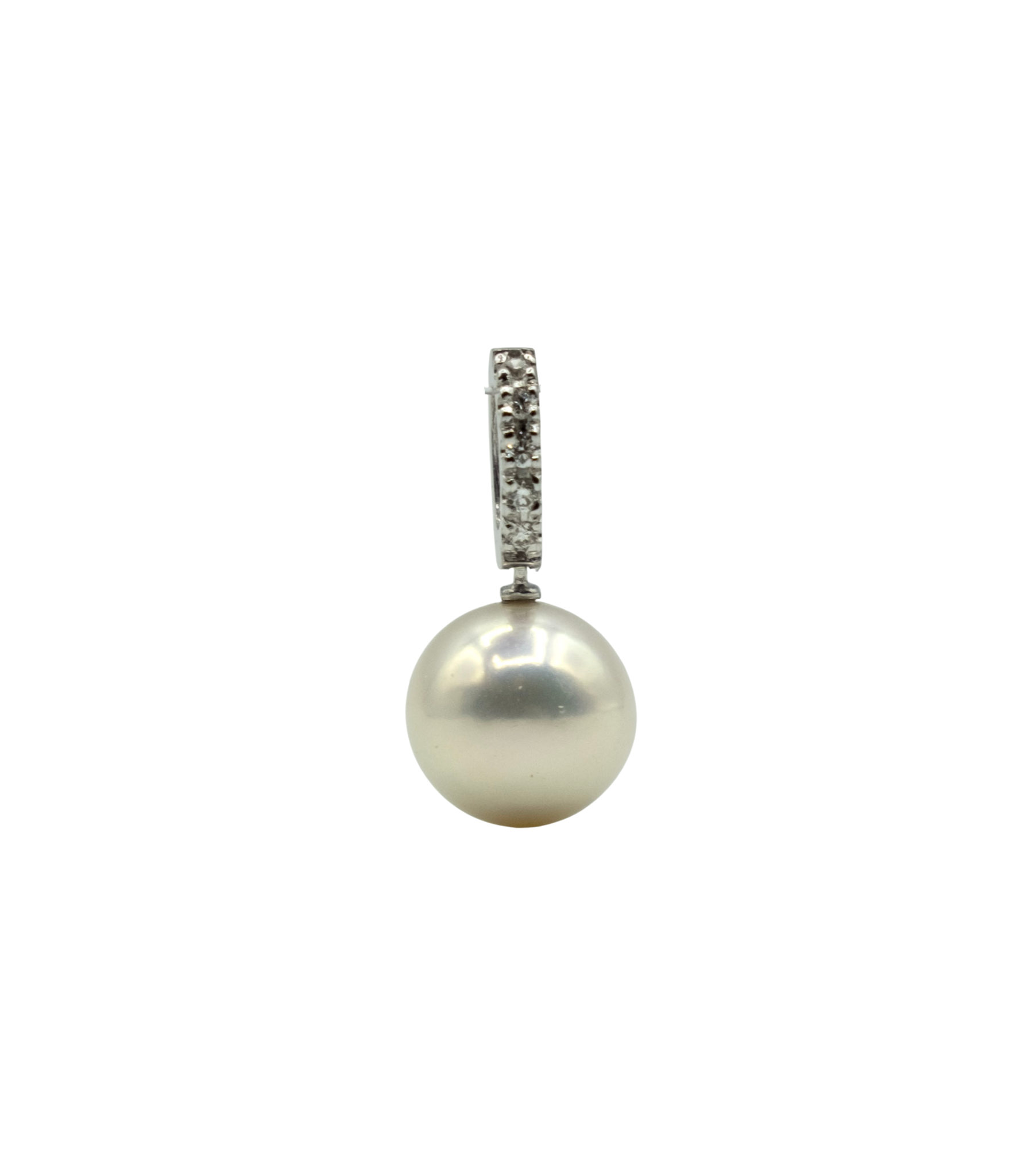 PENDENTIF SEUL EN OR GRIS AVEC PERLE BLANCHE D'EAU DOUCE