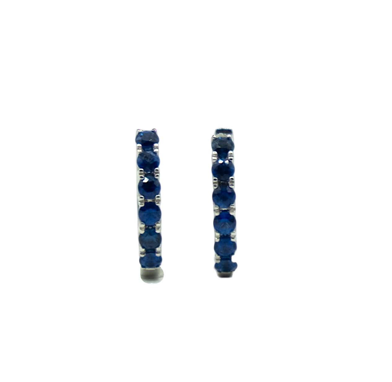 BOUCLES D'OREILLES ANNEAUX EN OR GRIS ET SAPHIRS