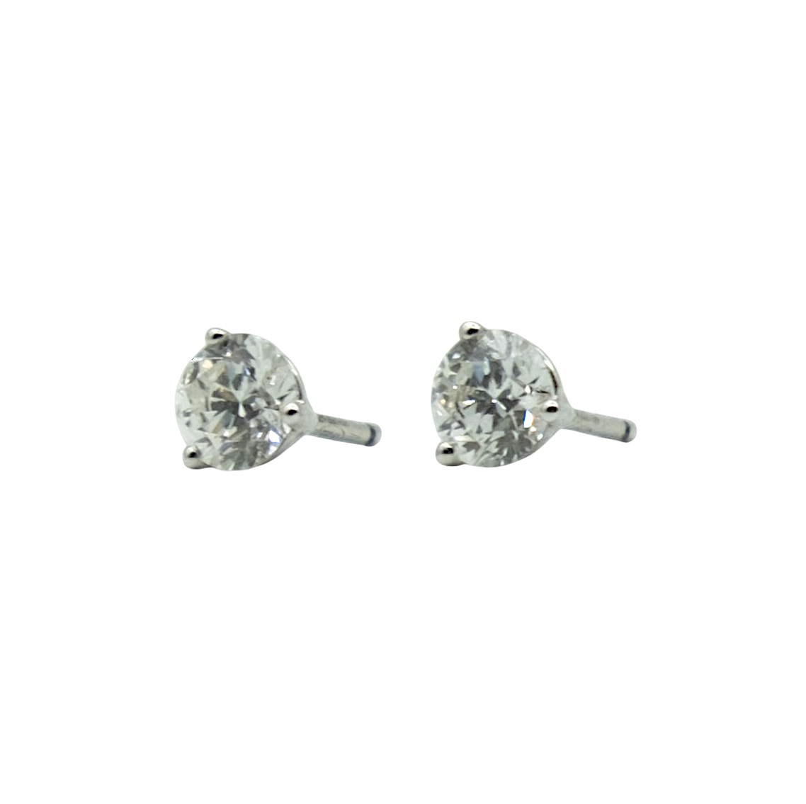 BOUCLES D'OREILLES PUCES EN OR BLANC DIAMANT
