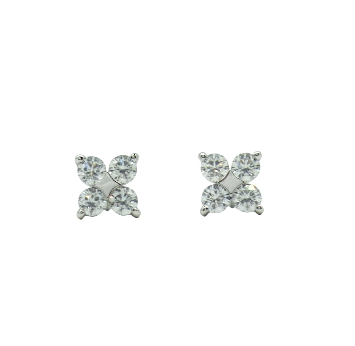 BOUCLES D'OREILLES FLORALES EN OR GRIS ET DIAMANTS