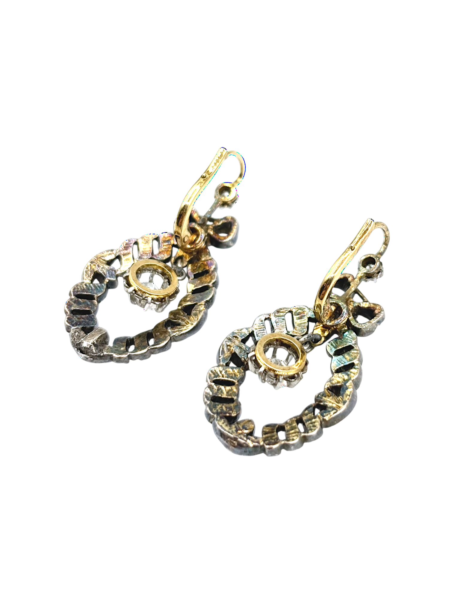 BOUCLES D'OREILLES PENDANTES ÉPOQUE XIXème AVEC DIAMANTS – Image 2
