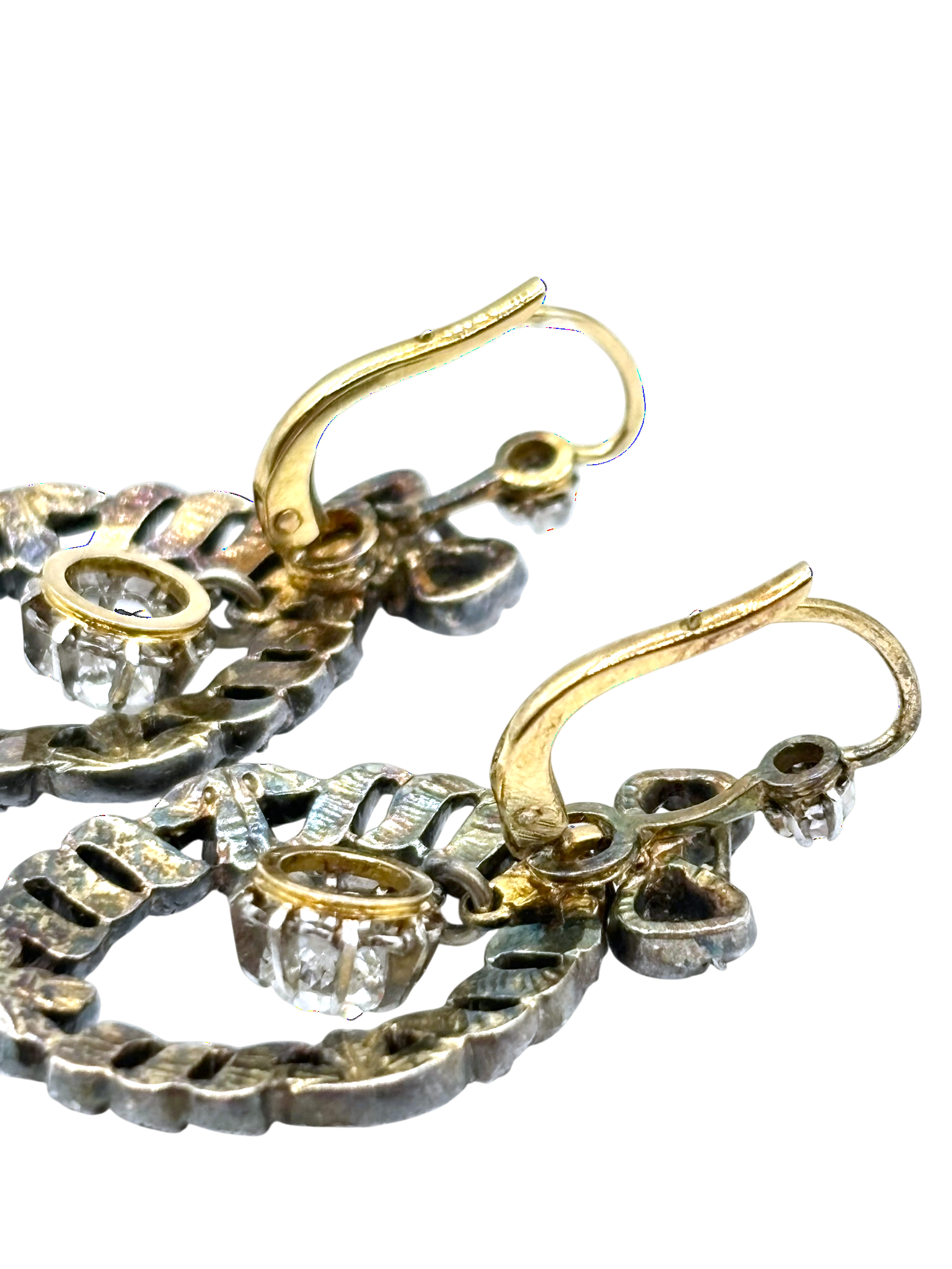 BOUCLES D'OREILLES PENDANTES ÉPOQUE XIXème AVEC DIAMANTS – Image 3