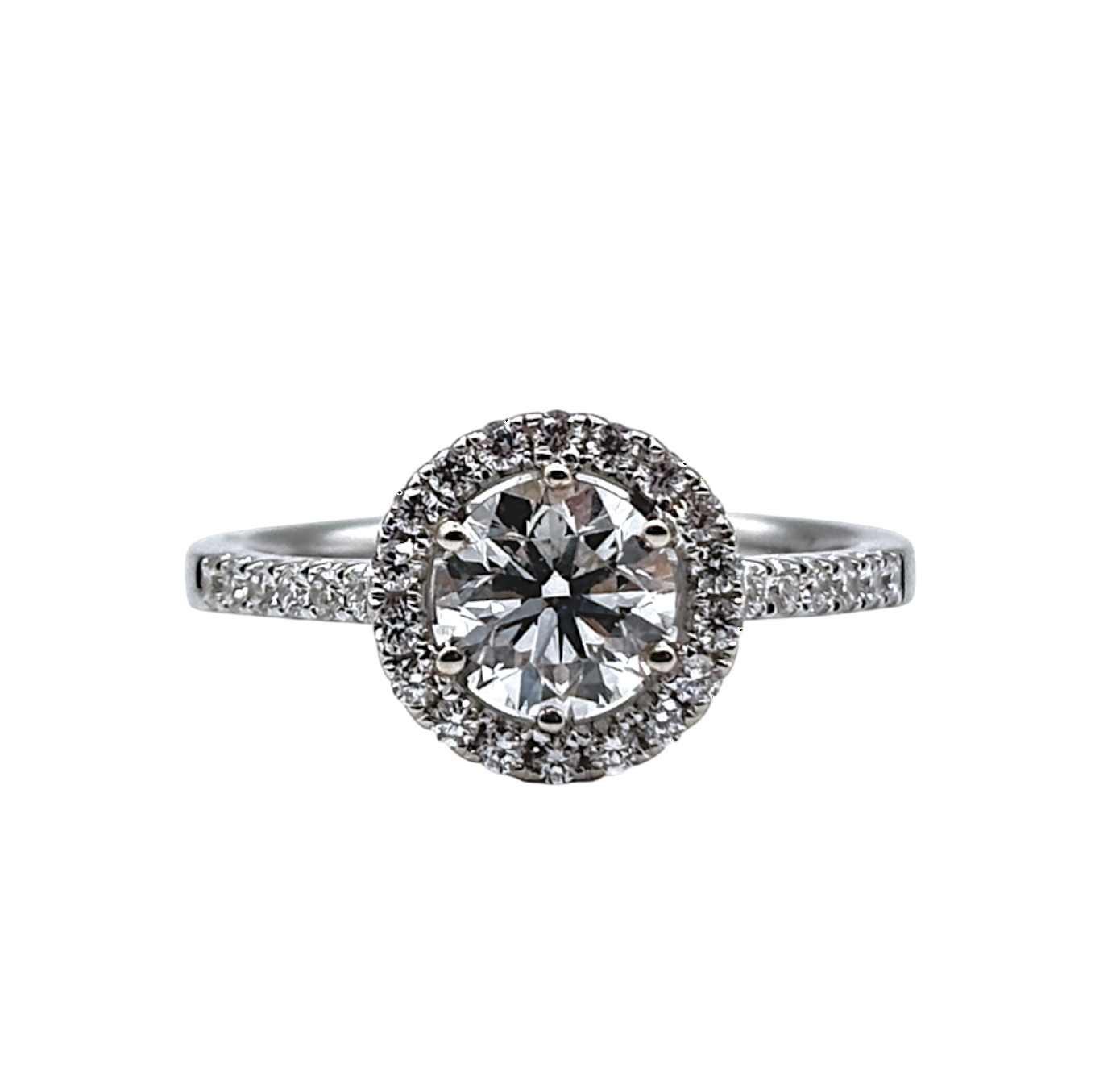 BAGUE ENTOURAGE EN OR BLANC AVEC DIAMANTS