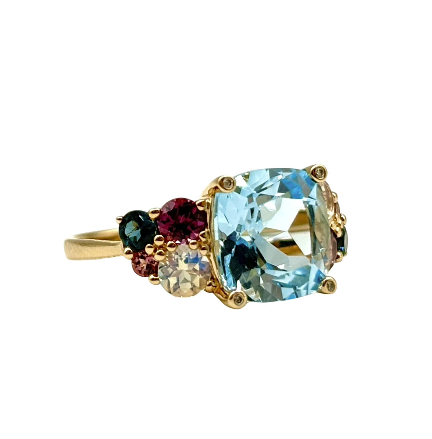 BAGUE OR ROSE SERTIE DE PIERRES FINES ET DIAMANTS – Image 2