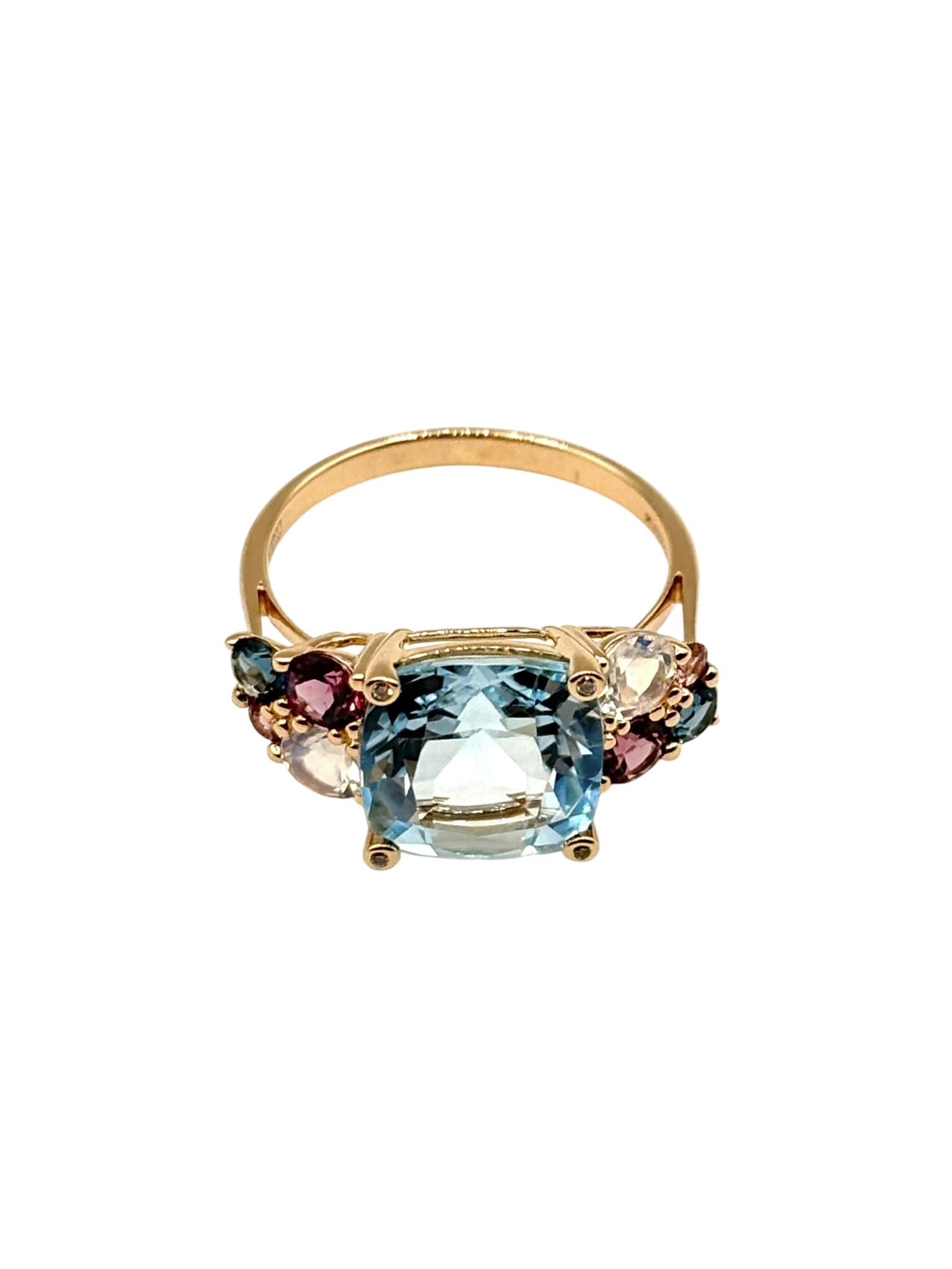 BAGUE OR ROSE SERTIE DE PIERRES FINES ET DIAMANTS – Image 3