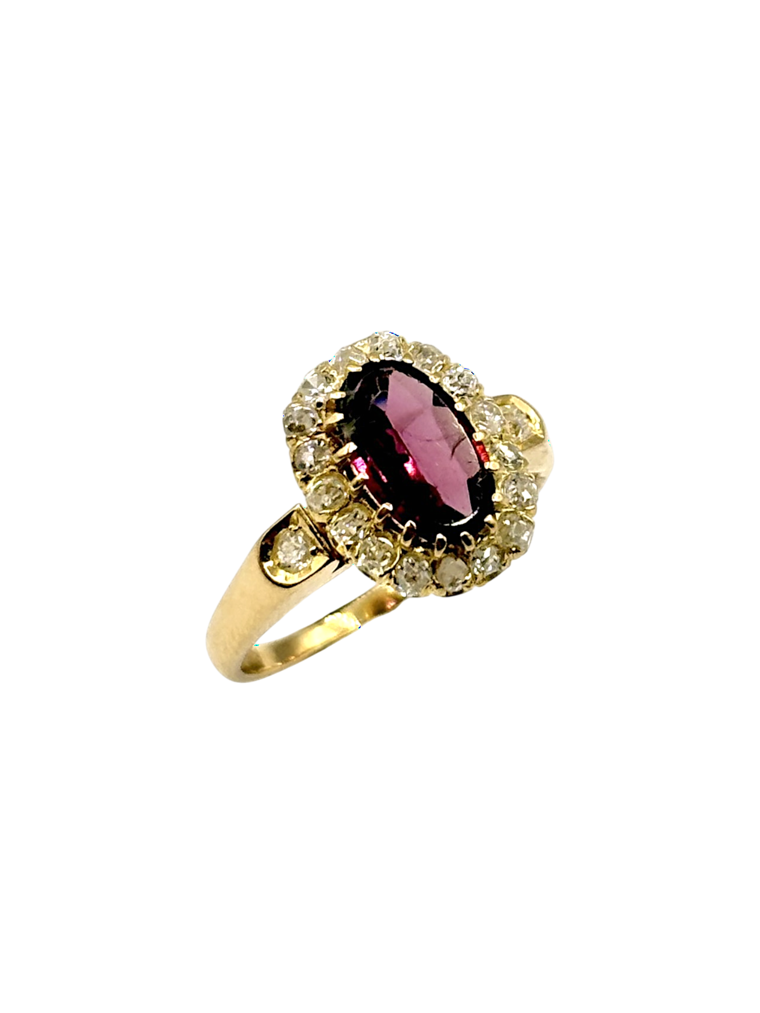 BAGUE EN OR JAUNE DIAMANTS ET GRENAT – Image 3