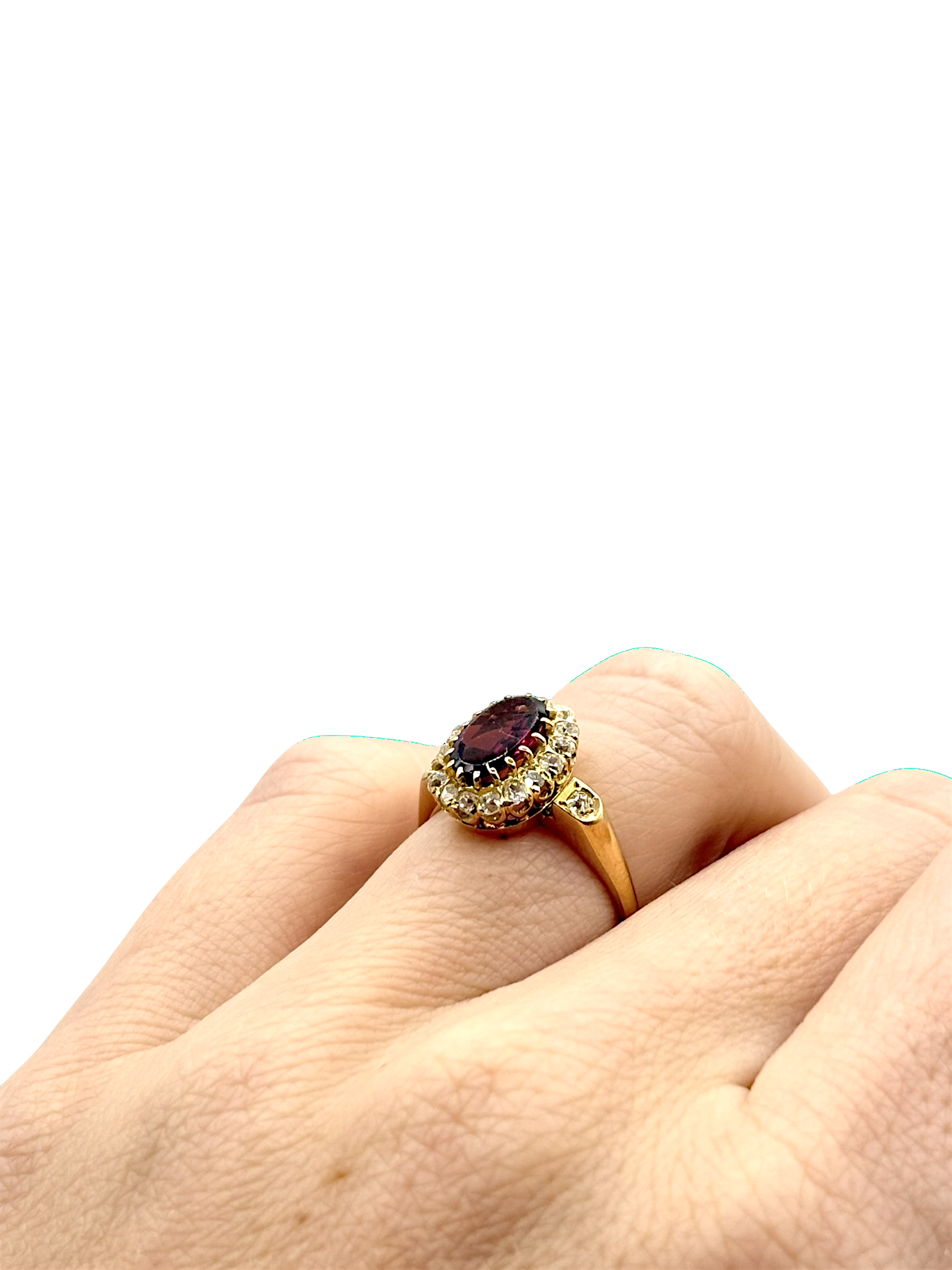 BAGUE EN OR JAUNE DIAMANTS ET GRENAT – Image 8