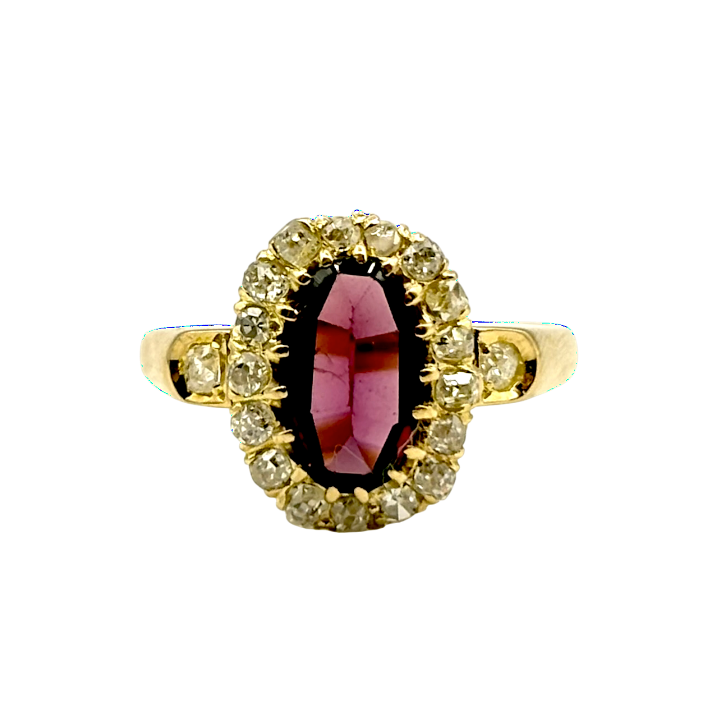 BAGUE EN OR JAUNE DIAMANTS ET GRENAT