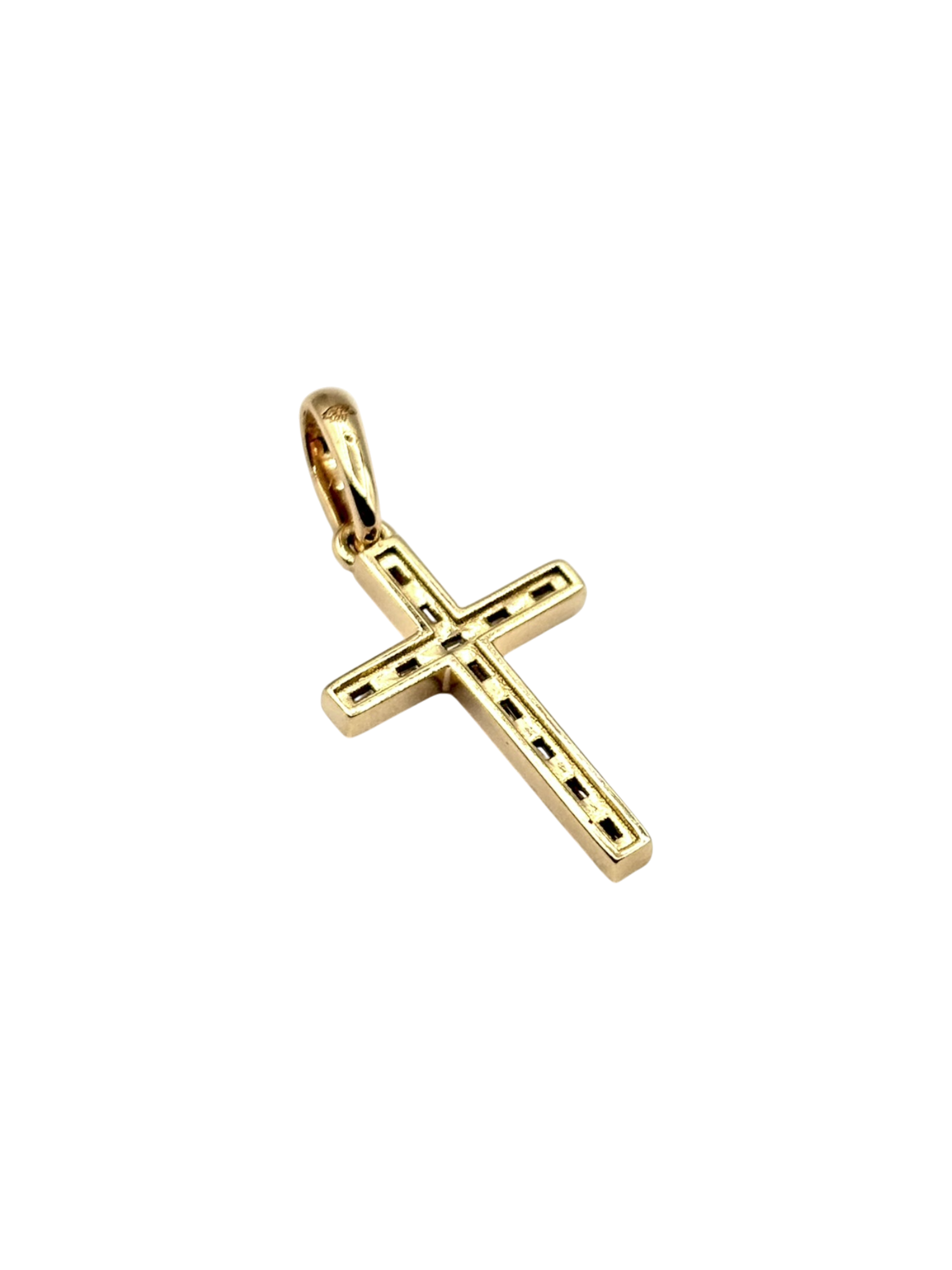 PENDENTIF CROIX EN OR ET DIAMANTS TAILLE BAGUETTE – Image 2