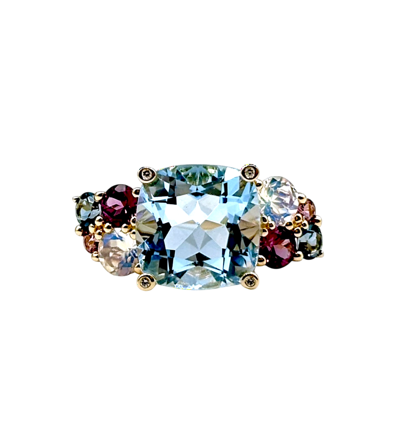 BAGUE OR ROSE SERTIE DE PIERRES FINES ET DIAMANTS