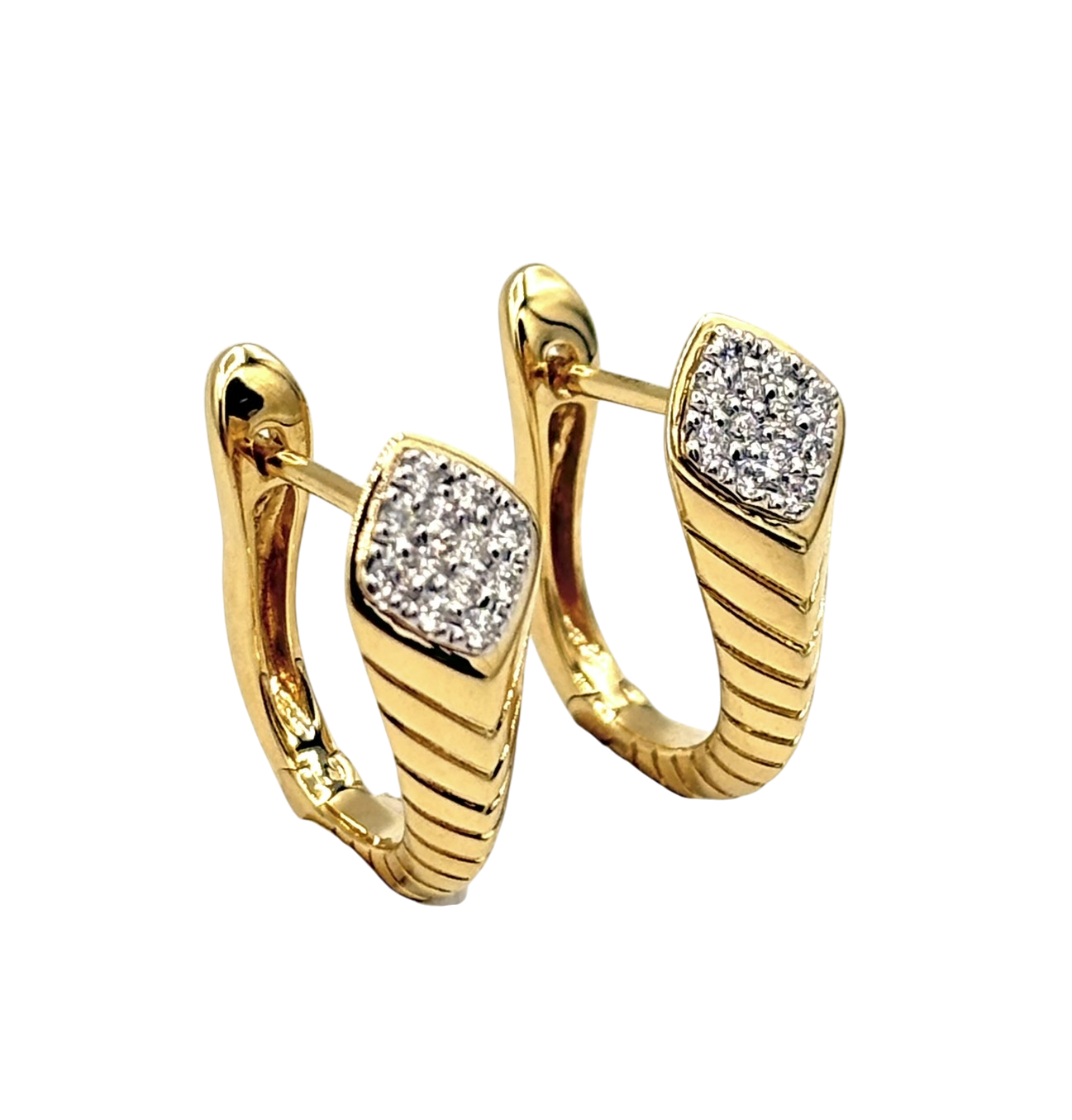 BOUCLES D’OREILLES DORMEUSES EN OR JAUNE ET DIAMANTS