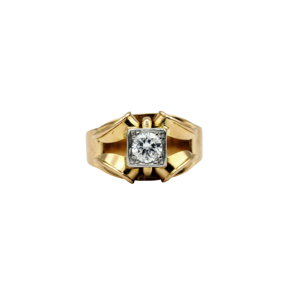 BAGUE SOLITAIRE EN OR ROSE DIAMANT