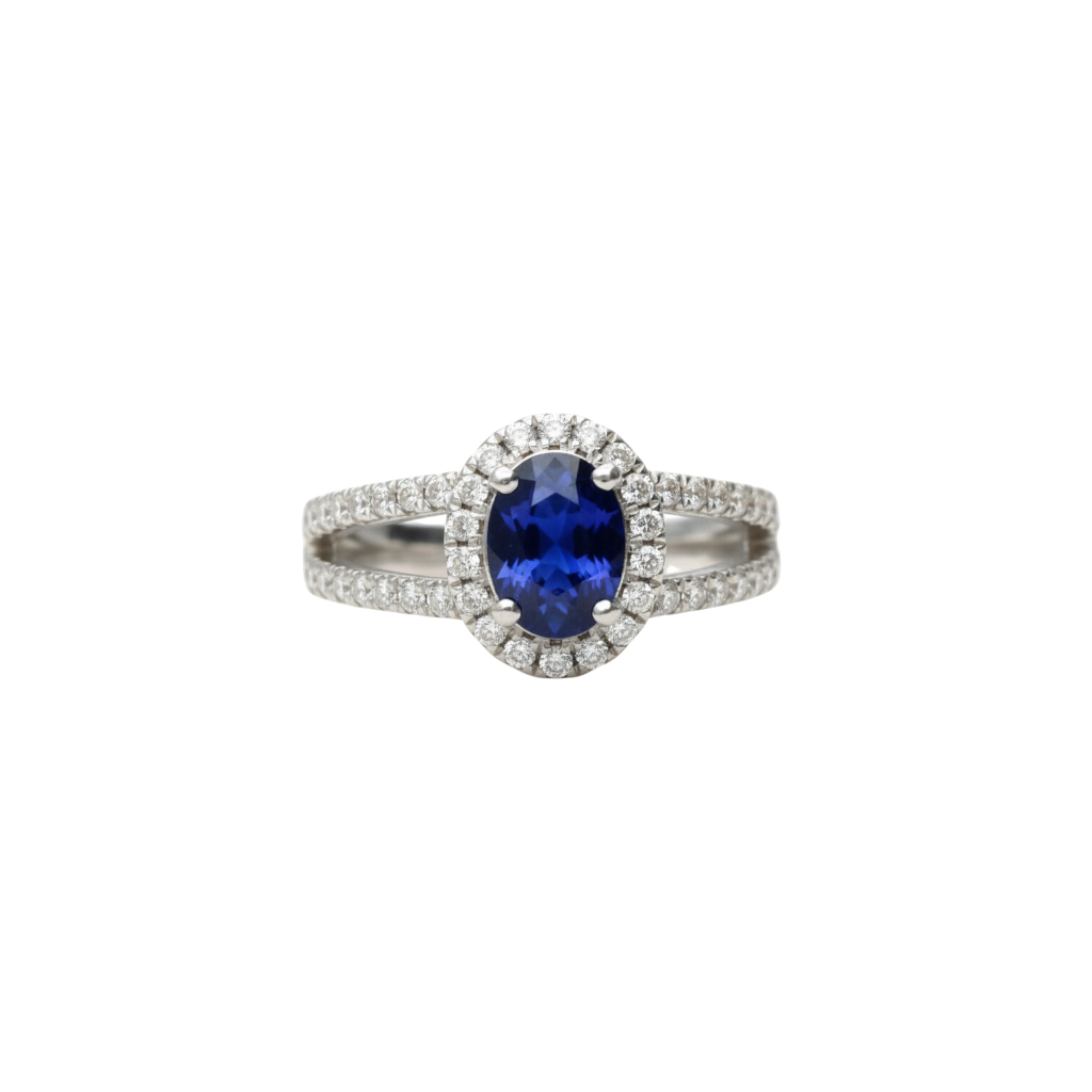 BAGUE EN OR GRIS SAPHIR ET DIAMANTS