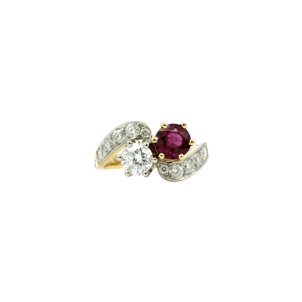 BAGUE TOI&MOI EN OR JAUNE RUBIS ET DIAMANTS