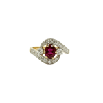 BAGUE OR JAUNE RUBIS ET DIAMANTS NATURELS