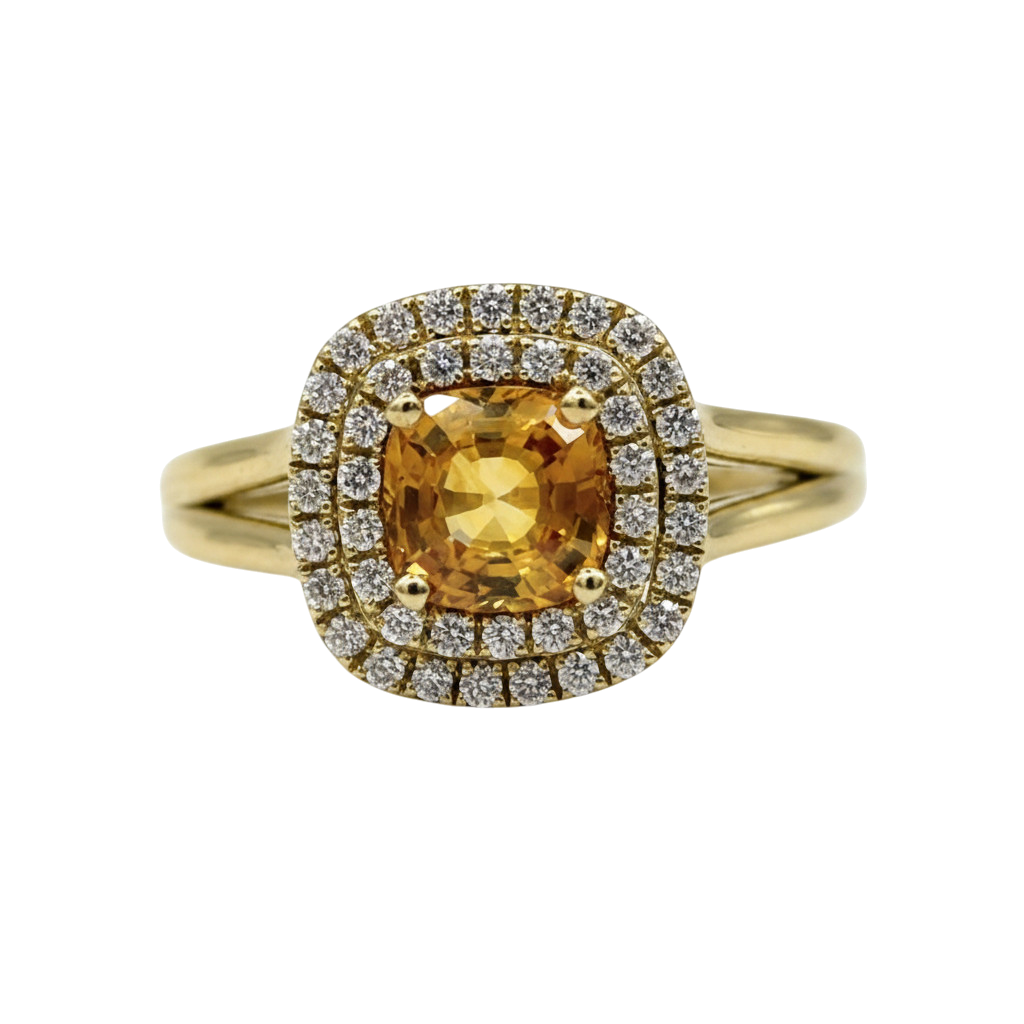 BAGUE EN OR JAUNE SAPHIR JAUNE ET DIAMANTS