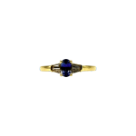 BAGUE OR JAUNE SAPHIR BLEU CENTRAL ET DIAMANTS