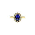 BAGUE OR JAUNE SAPHIR CENTRALE ET DIAMANTS
