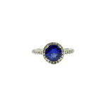 BAGUE OR GRIS SAPHIR CENTRAL ET ENTOURAGE DIAMANTS