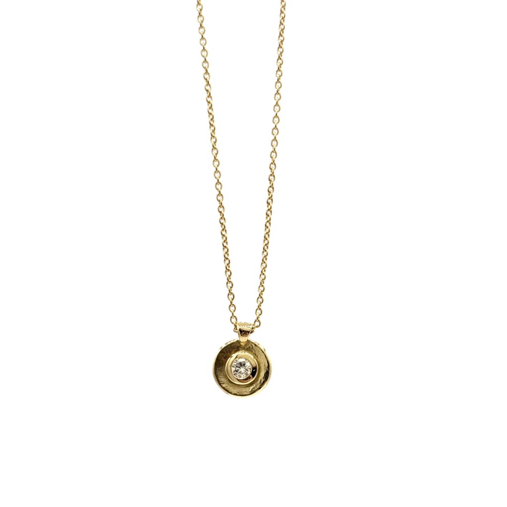 COLLIER OR JAUNE PENDENTIF DIAMANT CENTRE