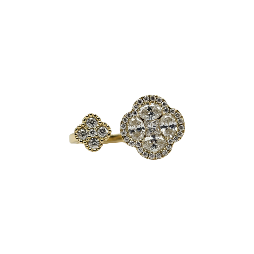 BAGUE TRÈFLE EN OR JAUNE ET DIAMANTS