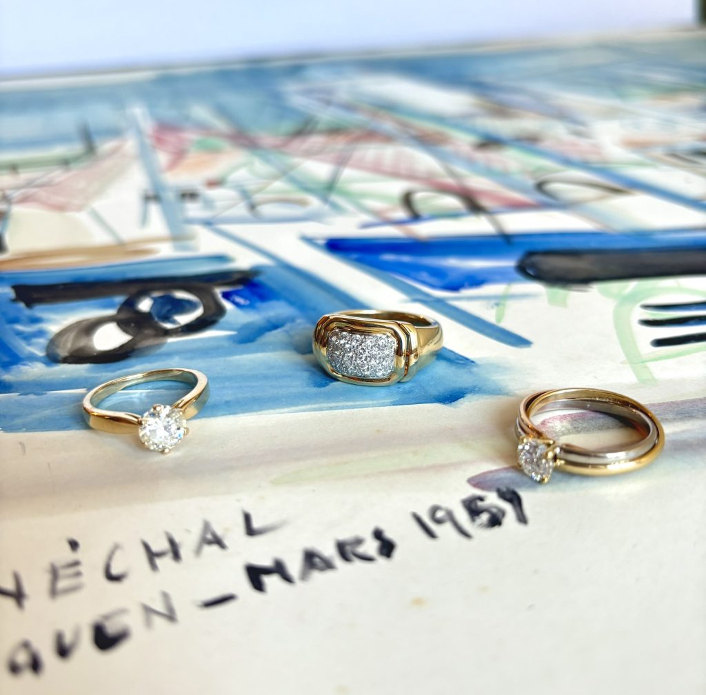 bague en or jaune et diamants Lesénéchal Joailliers