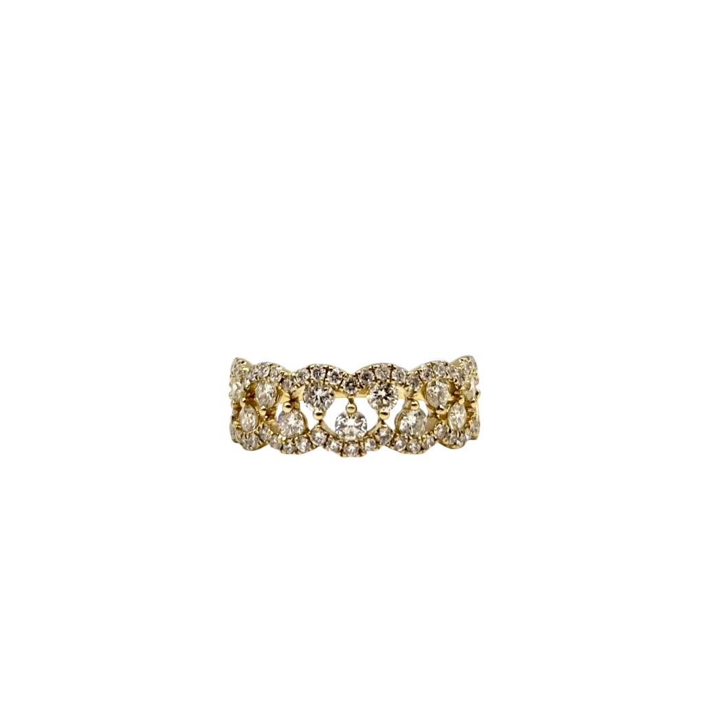 BAGUE EN OR JAUNE BANDEAU DIAMANTS
