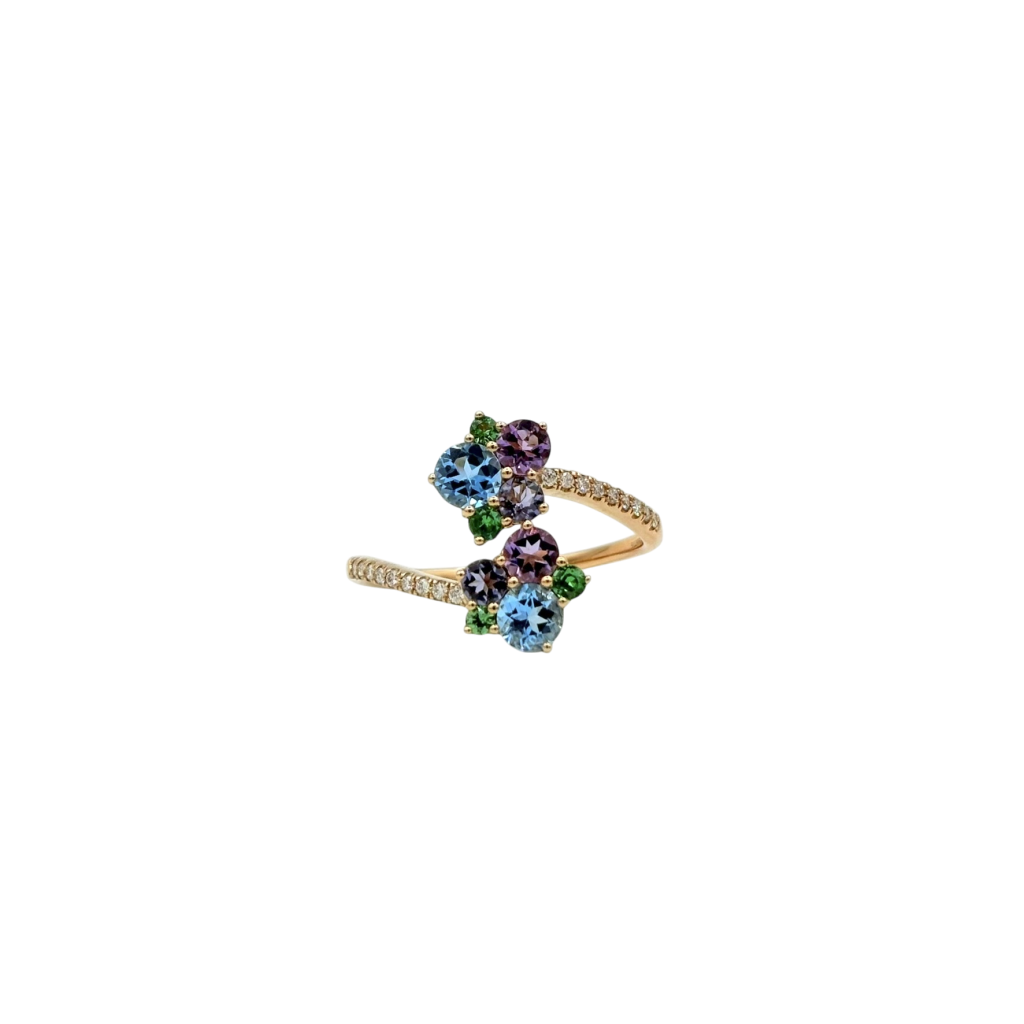 BAGUE TOI&MOI OR ROSE DIAMANTS, TOPAZES, AMETHYSTES, IOLITES ET TSAVORITES