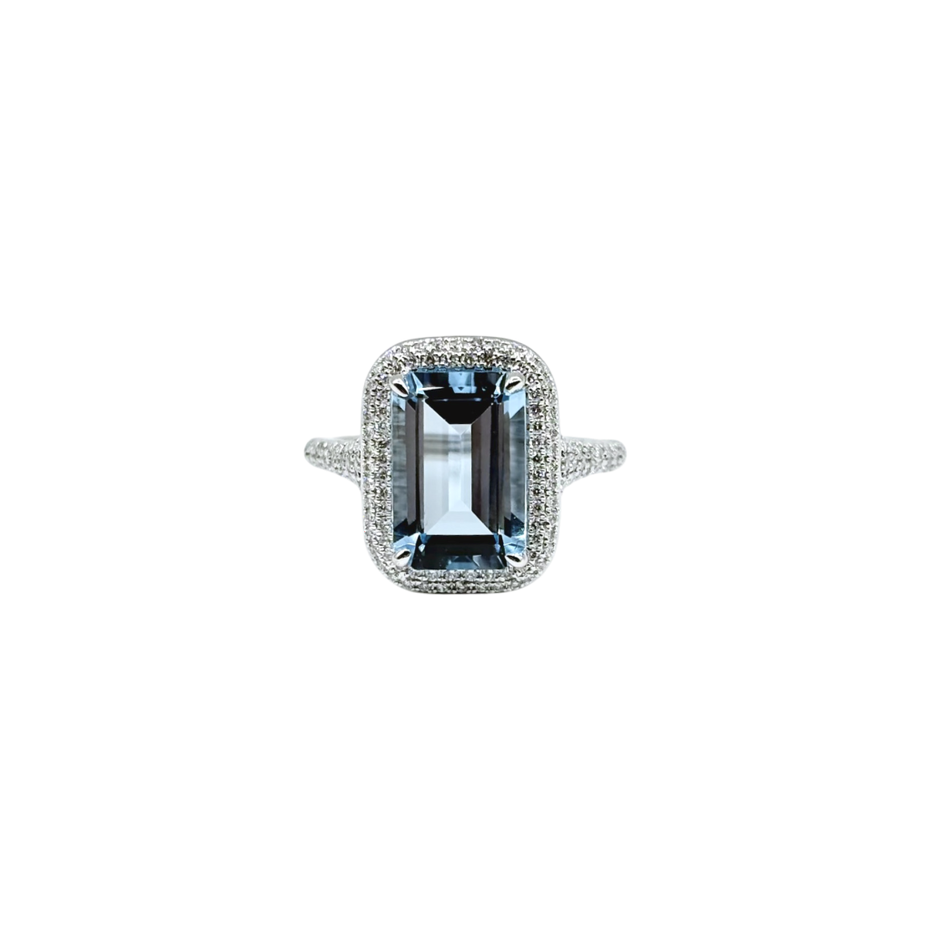 BAGUE NEUVE PLATINE TOPAZE SKY BLUE