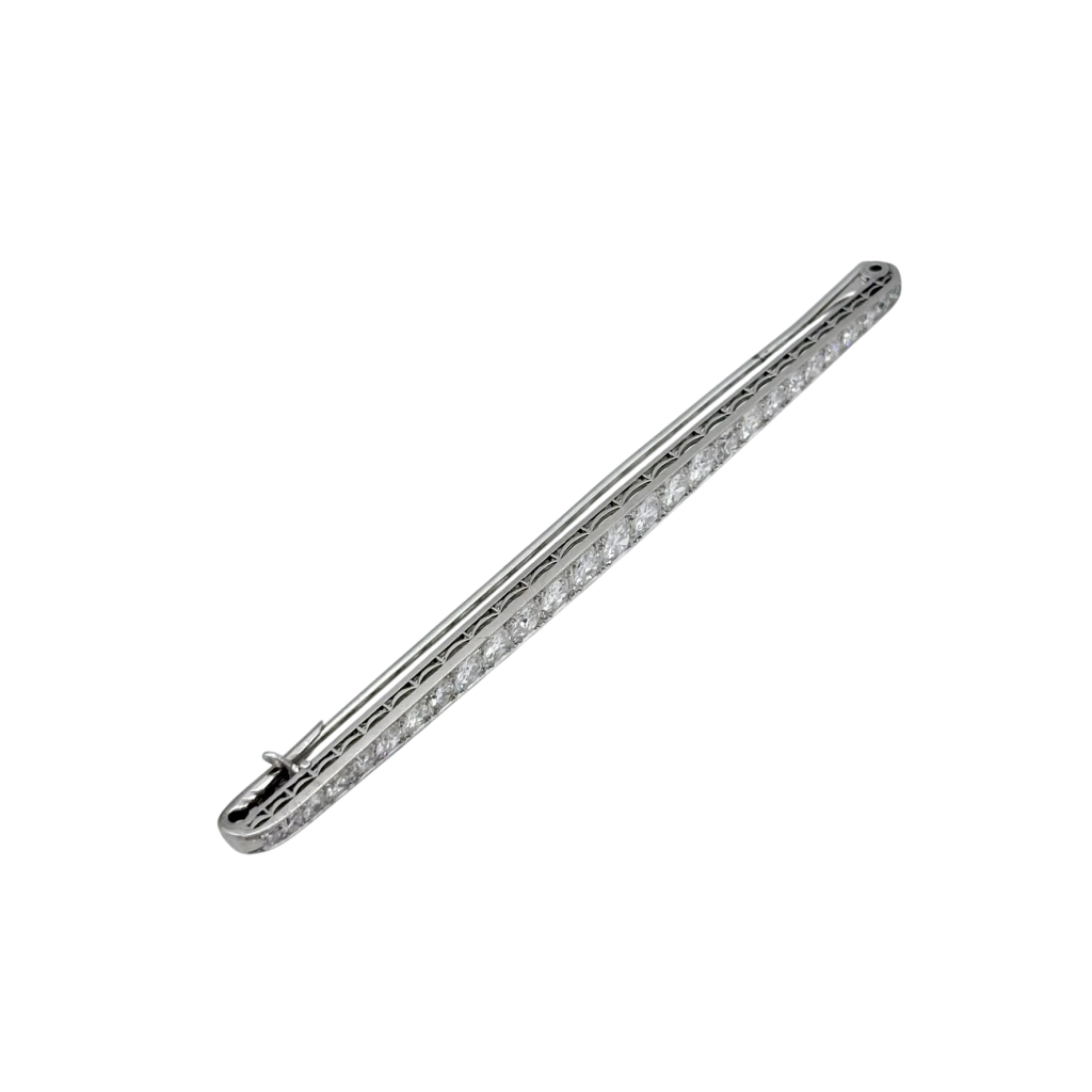 BROCHE BARRETTE PLATINE ET DIAMANTS