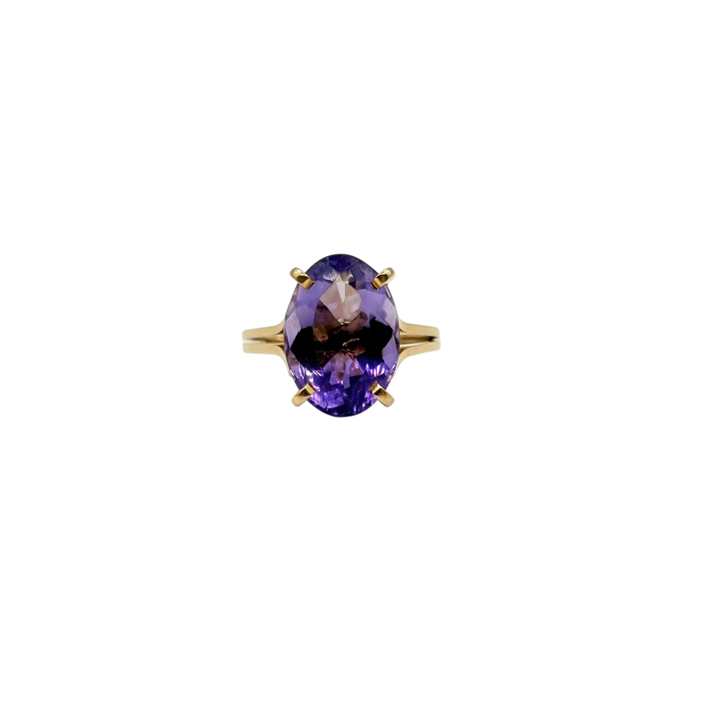 BAGUE AMÉTHYSTE SOLITAIRE EN OR ROSE